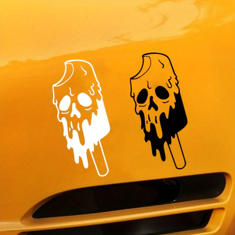 

Dark Style Melting Skull Ice Cream Decal, Waterproof Vinyl Sticker Auto Car Window Styling Ornament Accessories