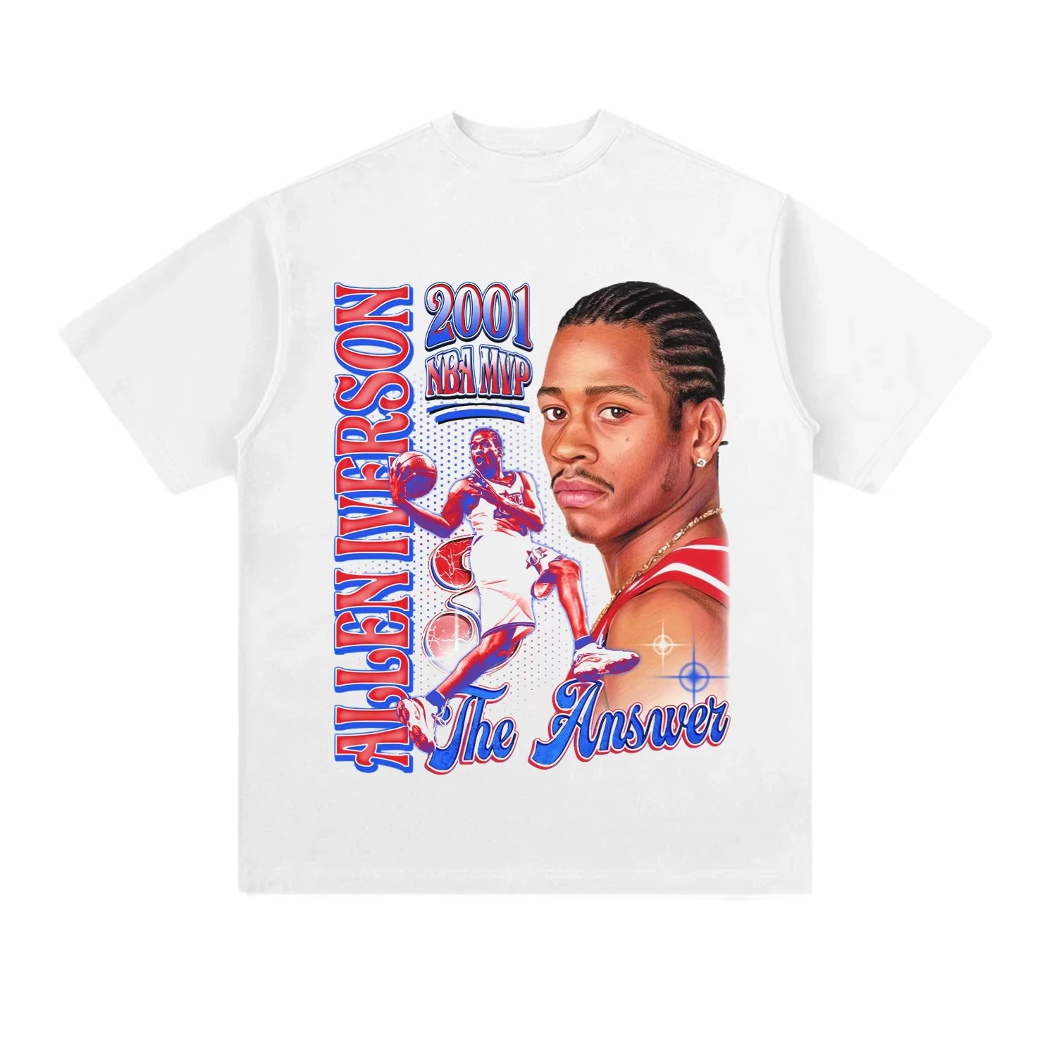 Allen Iverson Krótki Rękaw z Nadrukiem Answer Koszulka Bawełniana dla Fana Koszykówki Amerykańskiej Letnia Casualowa Koszulka Vintage z Krótkim Rękawem Odzież