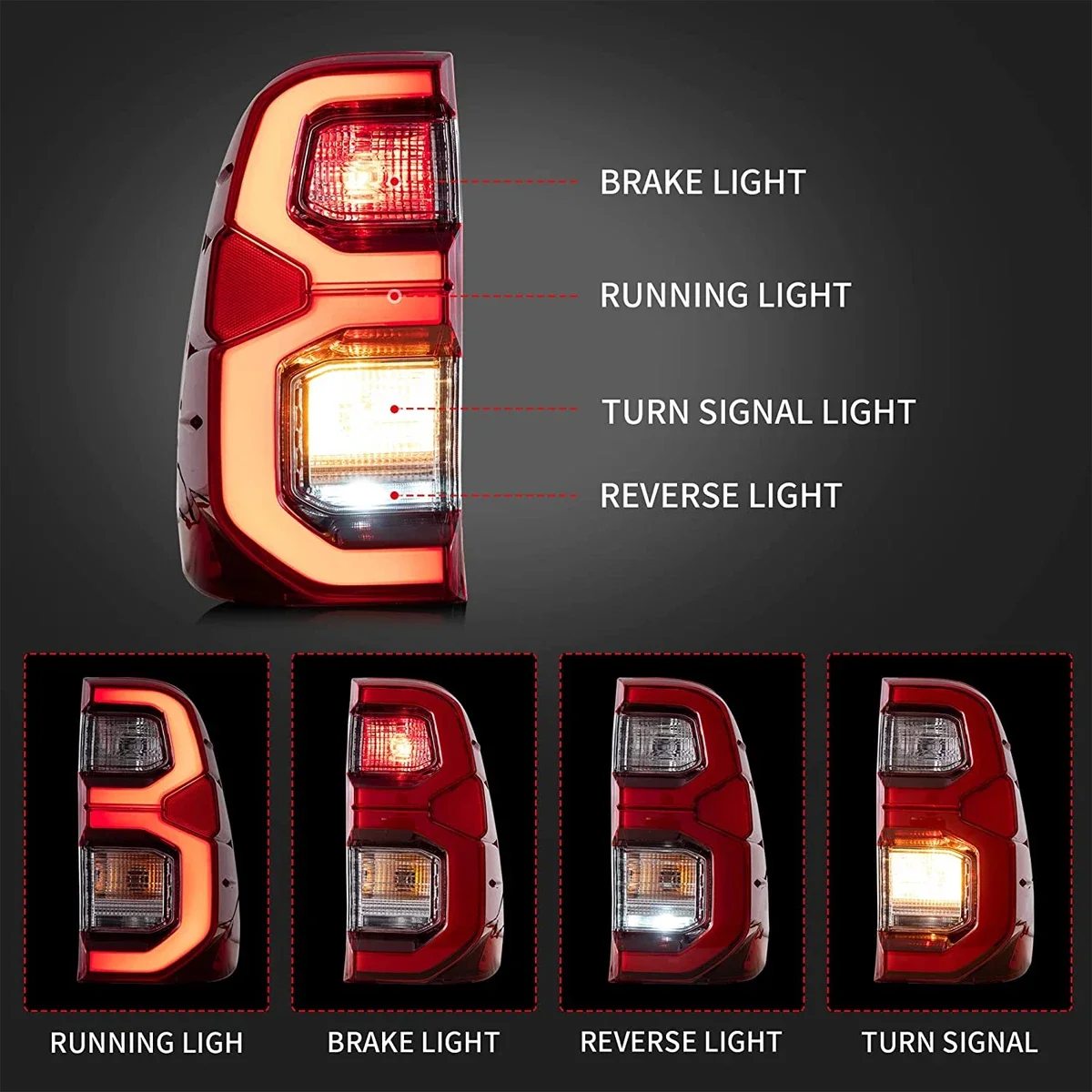 TYPY Car Tail Lamps For Toyota Hilux RevoRocco/Vigo 2015-2020 Upgraded LED Taillights Dynamic Turn Siganl Lamp Car Accessories