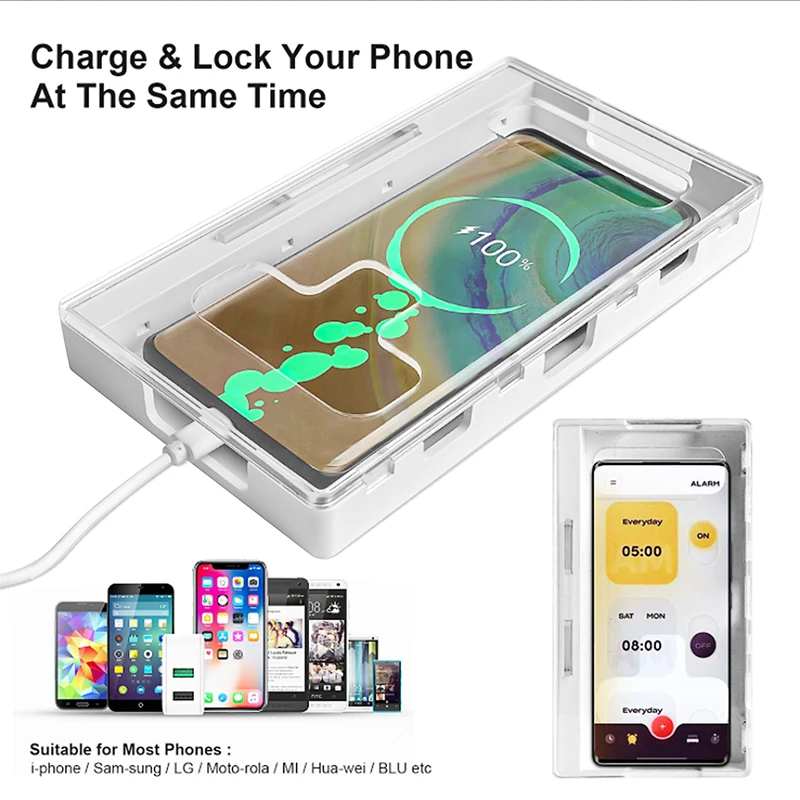 Mobile Phone Jail Timer Lock Box Safe Smartphone Storage Box Locking Container For Self Discipline Self-control Timing Lock Case