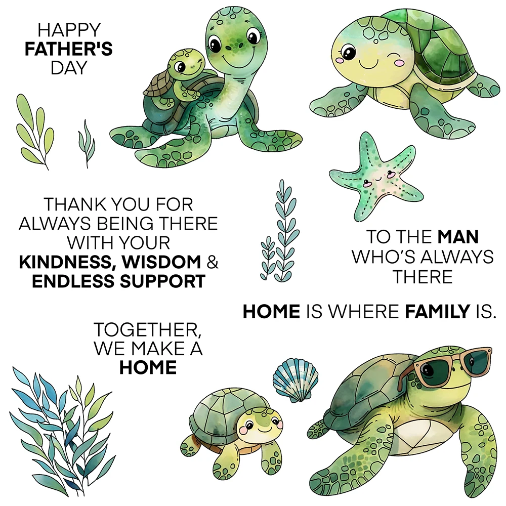 Mangocraft Cute Cartoon Sea Turtles Clear Stamp DIY Scrapbooking Supplies Silicone Stamp For Card Making Albums Crafts Decor