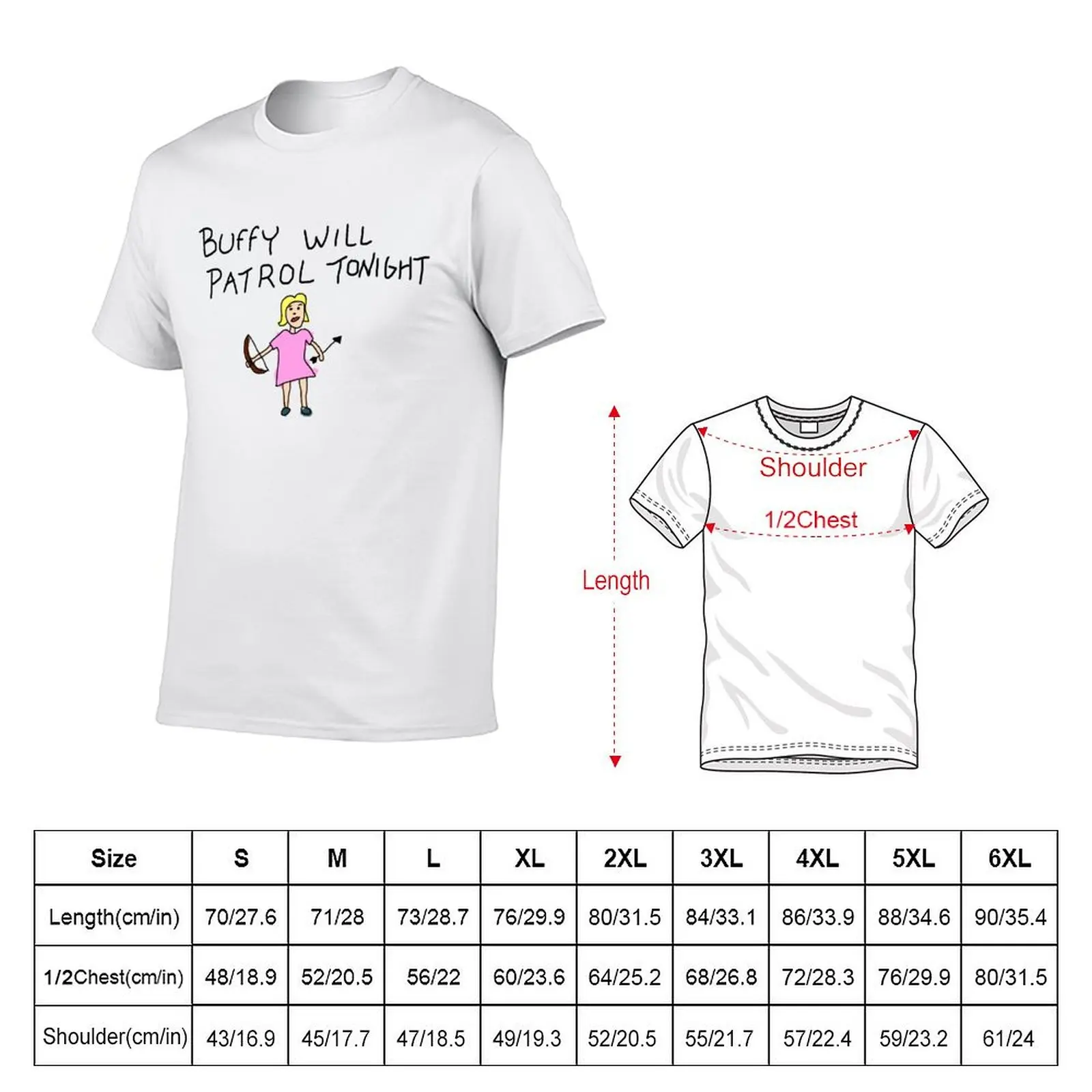 Buffy Will Patrol Tonight Colour T-Shirt Big Size Loose Fit Tee Shirt