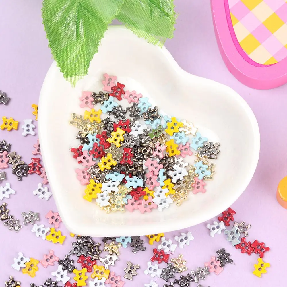 20/40pcs 6mm Bear Pattern Decoration Craft Mini Buttons Metal Buckles Clothing Sewing Buckle DIY  Clothes