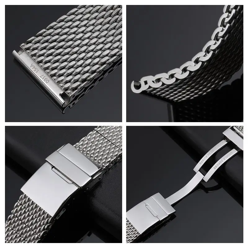 TINTAG 316L Quality Stainless Steel 22mm 24mm Watch Band For Breitling Strap Superocean Heritage Solid Metal Bracelets Mesh