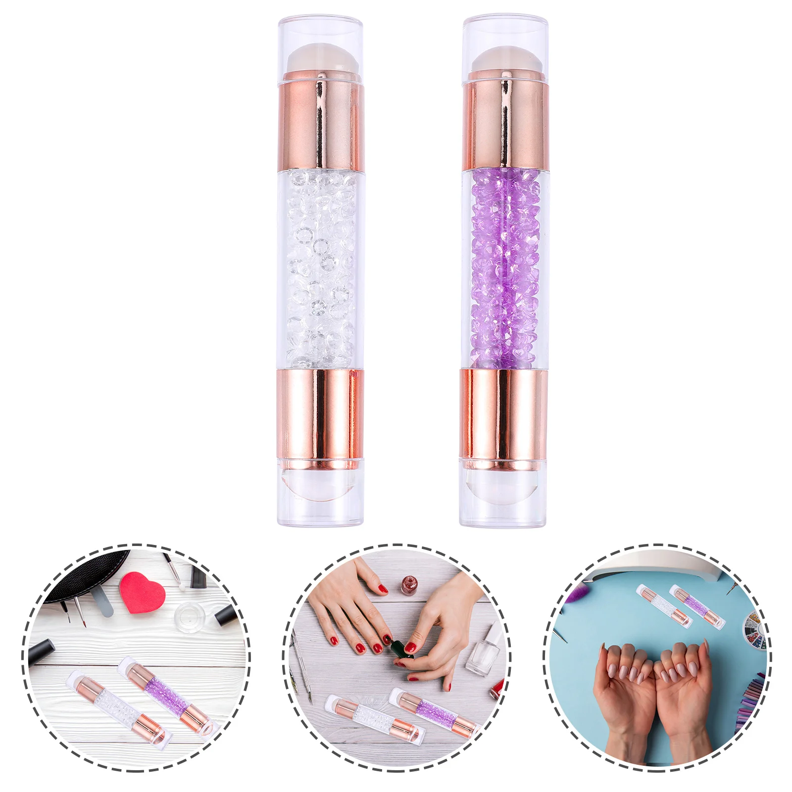 2 Pcs Nail Stamp Stamper Salon DIY Manicure Polish Gel Double-ended Glitter Stamping Seal Ultraviolet Light Dual Head