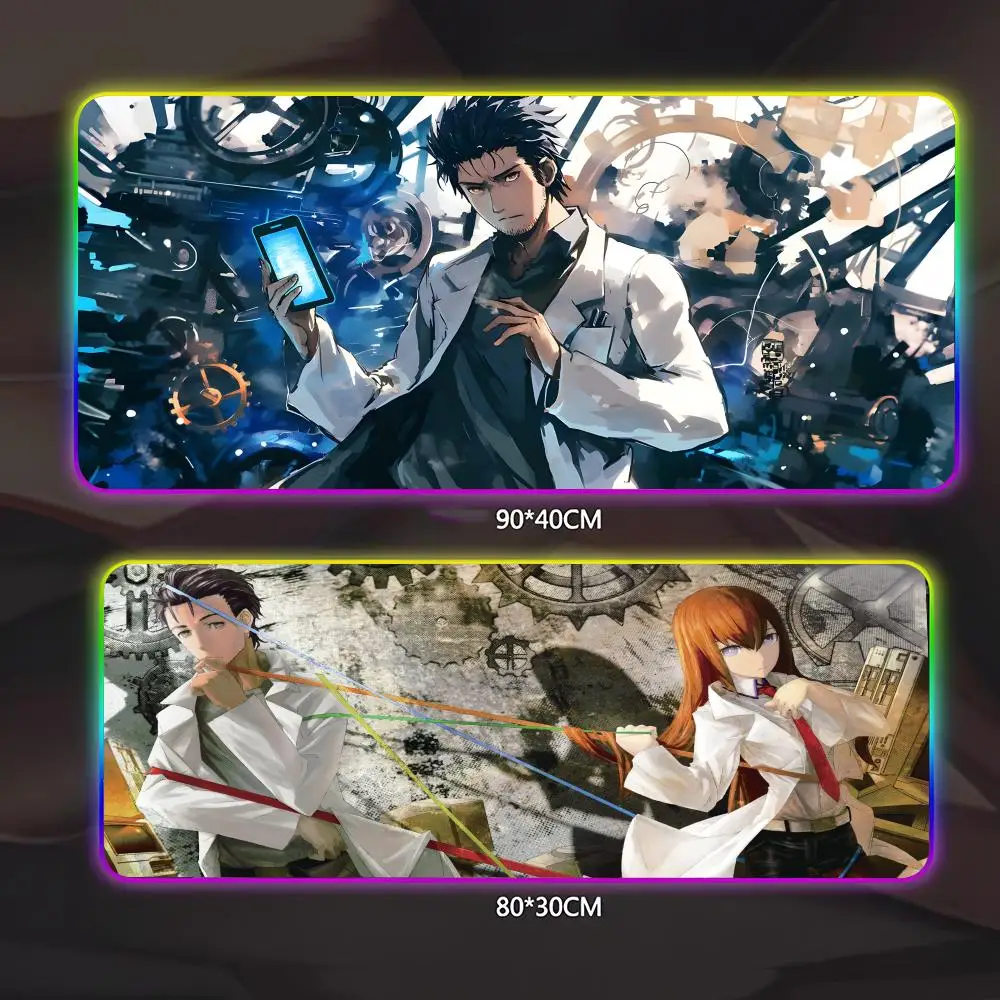 

New Steins Gate Mouse Pad Gamer Luminescence Led Mouse Pad Gaming Table Rgb Deskmat Keyboard Pc Mousepad