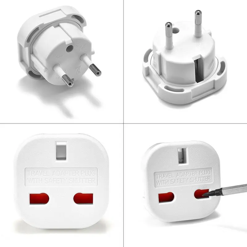 EU Plug Adapter Socket British UK To EU Euro Travel Adapter Electrical Plug Converter Outlet UK AC Power Cable Charger Socket