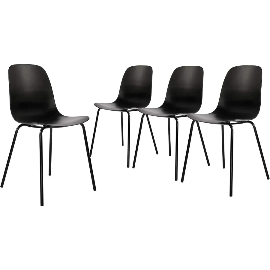 Set of 4 Dining Chairs with Legs for Kitchen Living Room Matte Black