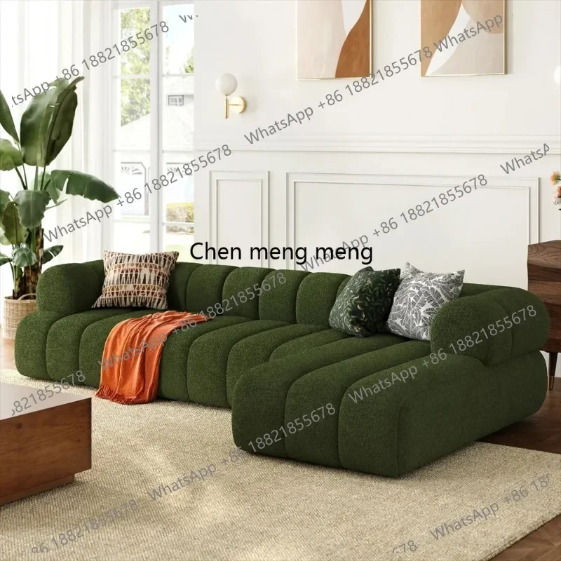 

K153 Shaped Compressed Sofa Boneless Couch For Living Room Apartment Bedroom Sherpa Linen Sectional Sofa With Chaise furniture