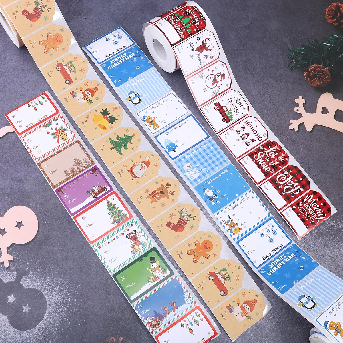 

500 stickers/ roll of creative Christmas label stickers, for decorating holiday gift boxes, Trendy holiday gifts