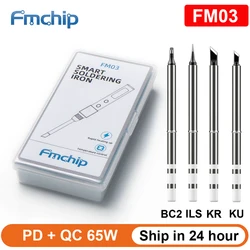 FMchip FM03 T65 Electric Soldering Iron PD 65W Adjustable Constant Temperature Compatible with T65 FM65 Tip Repair Tools