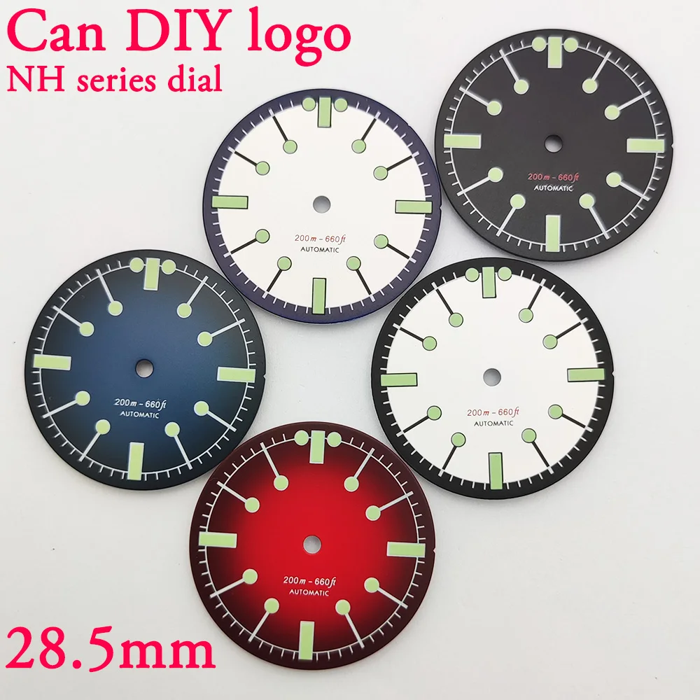 28.5mm Men's watch Replacement accessories NH series 35 watch dial C3 Green luminous suitable for NH series 34/35/36 Movement di