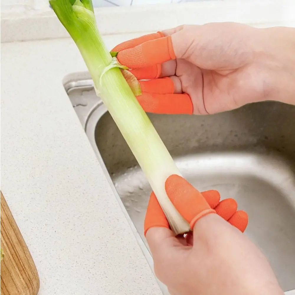 100pcs Durable Wear Resistant Rubber Finger Cover Disposable Anti-Static Non-slip Gloves Soft Orange Latex Finger Cots For Home