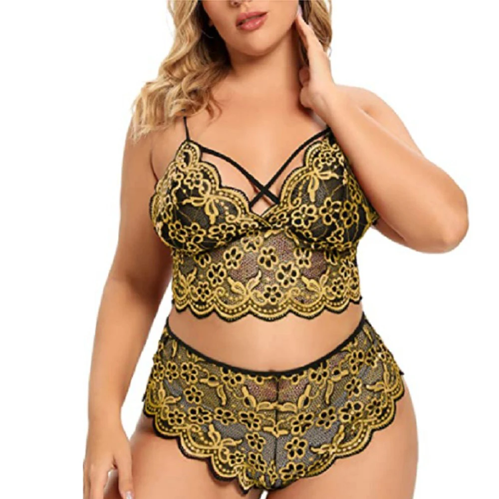 

Plus Size Bra Sexy Lingerie Women Lace Embroidery Bra & Brief Sets Underwear Sleepwear Pajamas Exotic Set Sexy Costume Erotic