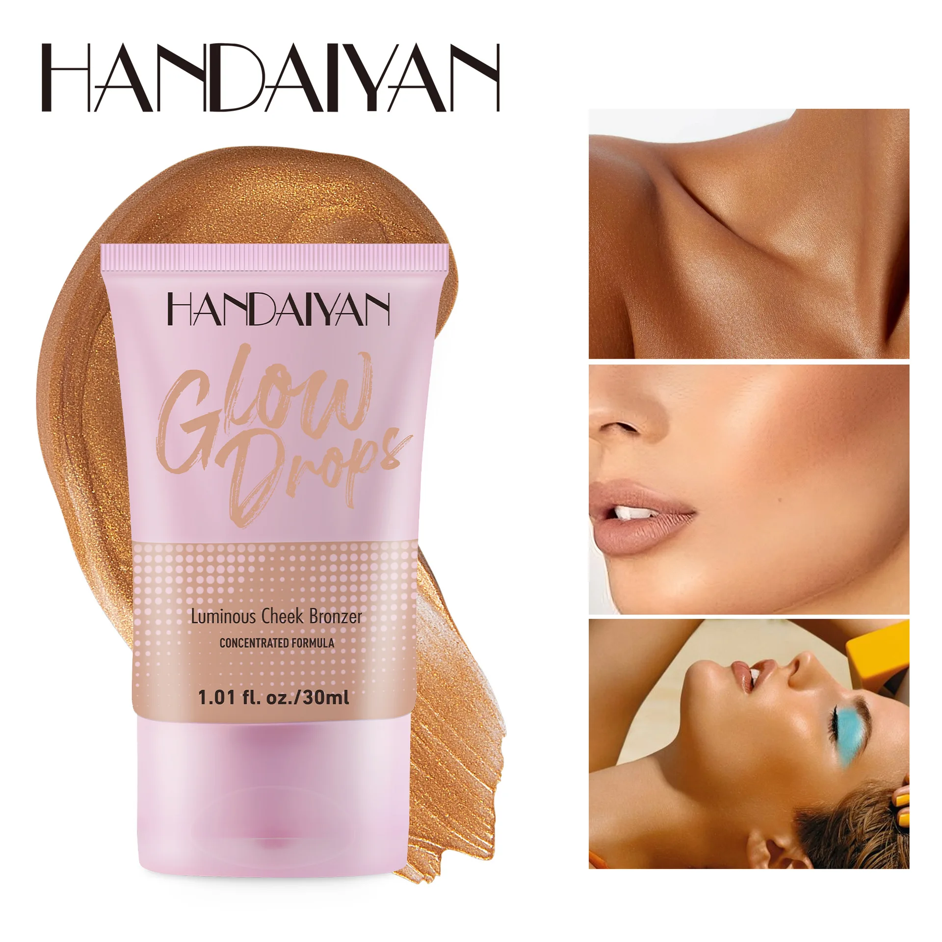 Sun Kissed Instant Bronzing Liquid Self Tanning Drops Golden Shimmer Foundation for Wheat Dark Skin Long Lasting Makeup