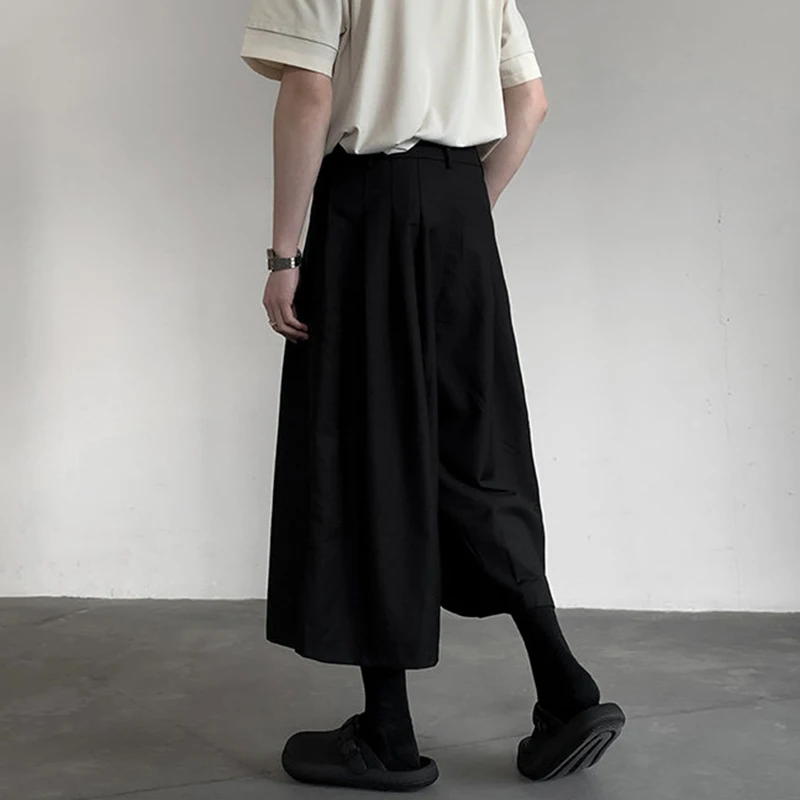 IEFB Casual Pants Men\'s Wear Dark Style Wide Leg Trousers Simple Summer Loose Pocket Male Bottoms Fashion Calf-Length 9C5662