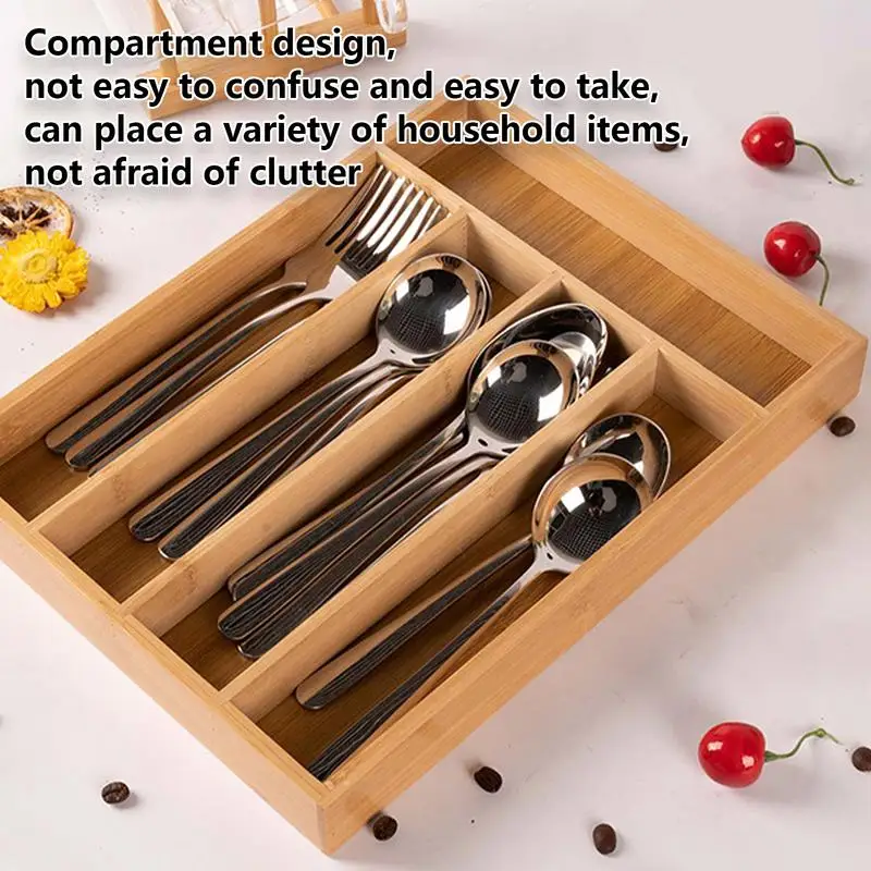 

Flatware Drawer Organizer Multipurpose Divided Silverware Holder Household Portable Utensil Organizer Space Saving Silverware