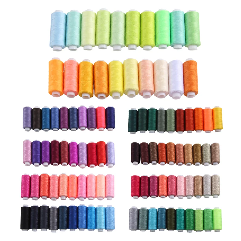 

AF89-Набор швейных ниток, 100 цветов, 250 ярдов, каждая катушка, комплект полиэфирных ниток для ручного или машинного шитья