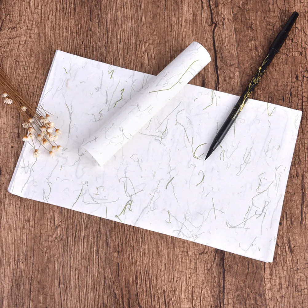 40Pcs Chinese Calligraphy Paper Handmade Natural Ancient Plant Rice Paper for Painting Writing Letterhead Xuan Sumi Sheets