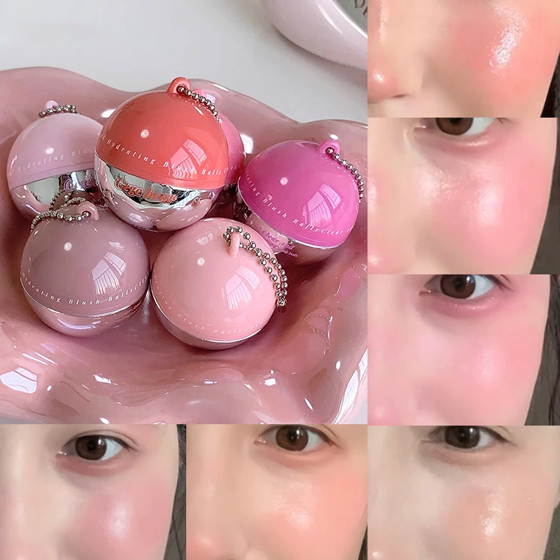 2 In 1 Lip & Cheek Cream Blush Ball GEGE BEAR Hydrating Dewy Longwear Portable Keychain Natural Glow 6 Colors Korean Face Makeup