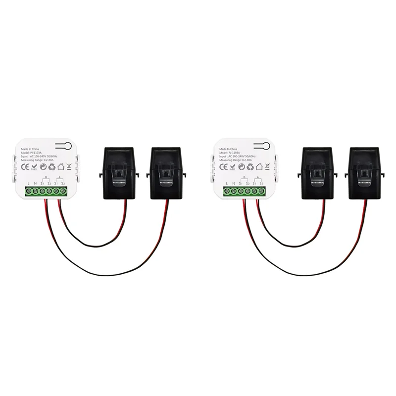 【T07A】2X Tuya Smart Energy Meter Power Production Consumption Bidirectional Power Monitor 0.2-80A Support APP Control