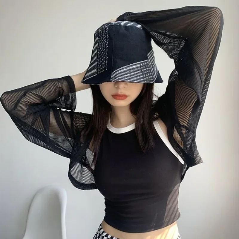 

Jackets Women New Summer Cropped Korean Style Simple Sun-proof All-match Coats Breathable Solid Leisure Hollow Out Fashion Femme