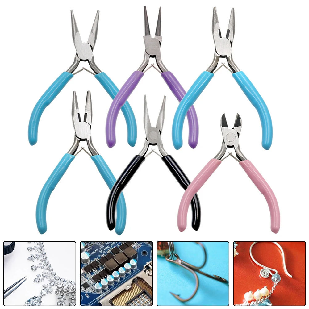 Alicate Pequeno de Cabeça de Tong Ferramenta para Fazer Jóias Faça Você Mesmo Multi-purpose Round Needle Nose Alicates Peças Aço Inoxidável