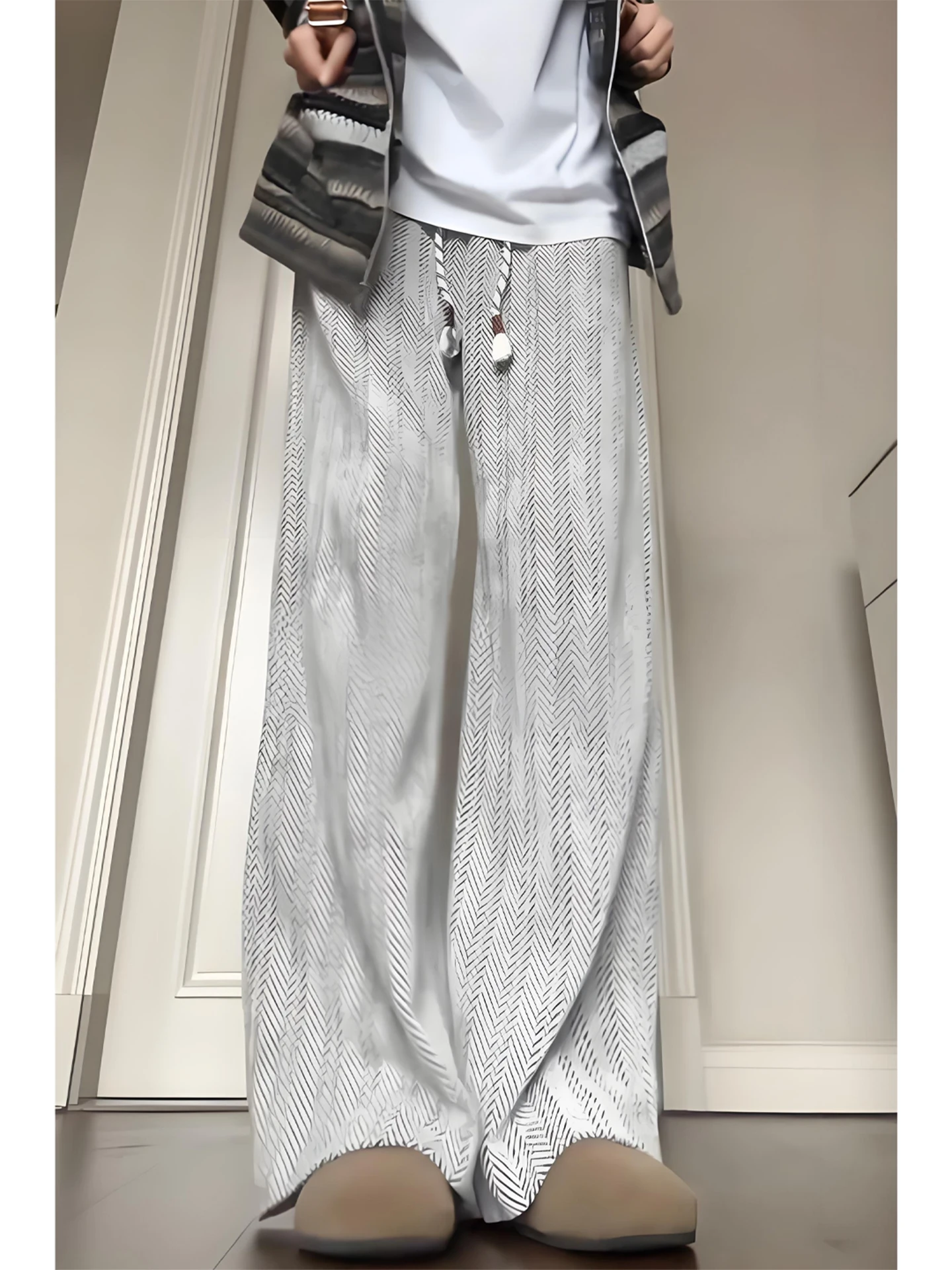 

Мужские брюки-чинос прямого кроя для осеннего сезона, свободные брюки с широкими штанинами, повседневные комфортные трикотажные брюки