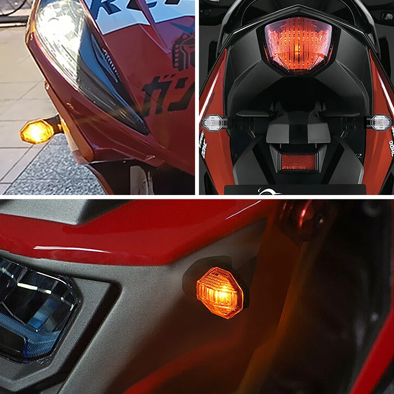 Motorcycle LED Turn Signal Light Mini Amber Turning Lights Flasher Moto Lamp 12V 8mm For Honda For Yamaha Moto Indicator Lamps