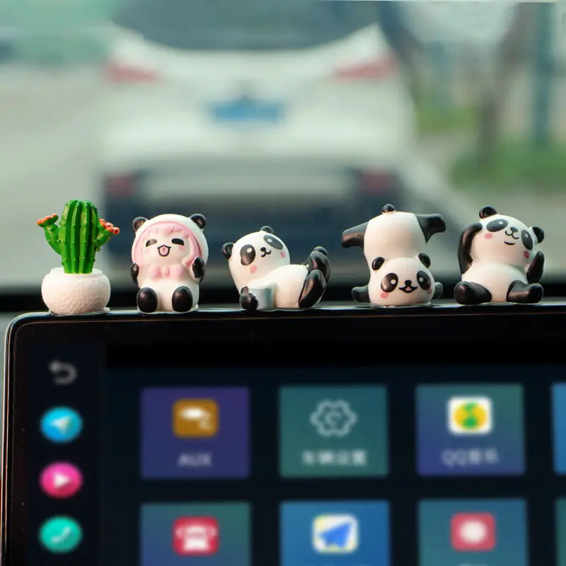 Screen ornaments creative center console cute little panda cartoon car interior decoration supplies car 4