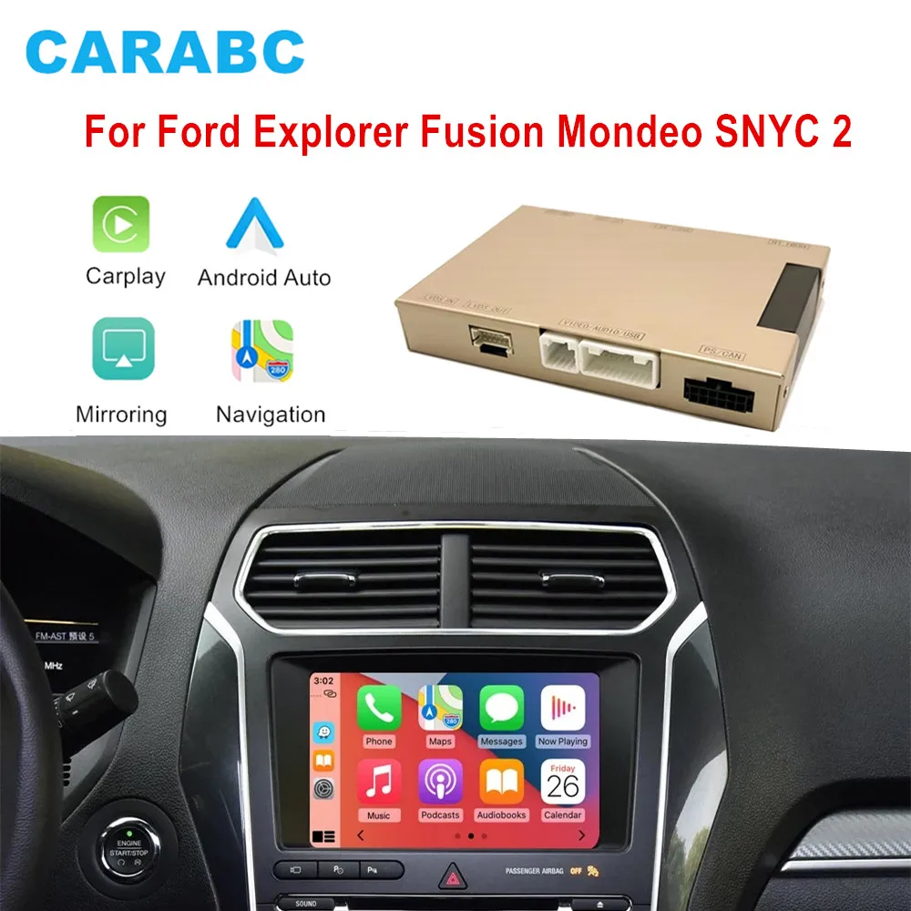CARABC For Ford Explorer Fusion Mondeo Wireless CarPlay Android Auto Mirror Link AirPlay Reverse Camera Car Play