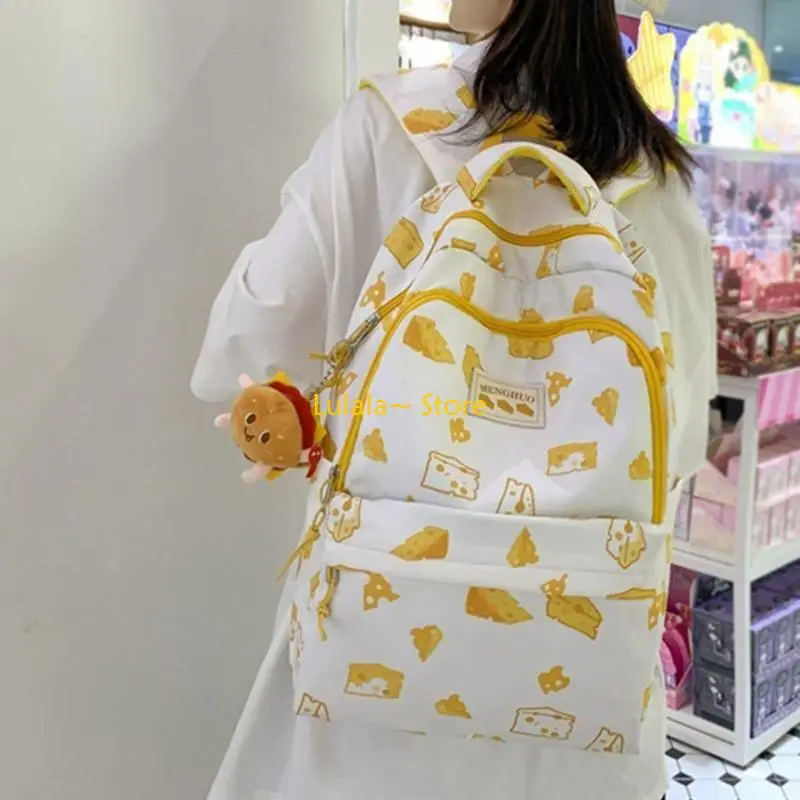 

Y4QA Japanese School Backpack Nylon Bookbag Graffiti Laptop Backpacks for Teenagers Student Travel Casual Daypack
