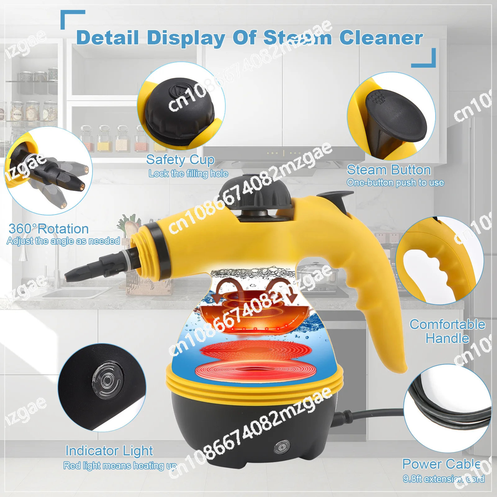 Steam Cleaner, Multifunctional Kitchen Range Hood, Stain Remover, Toilet Cleaner