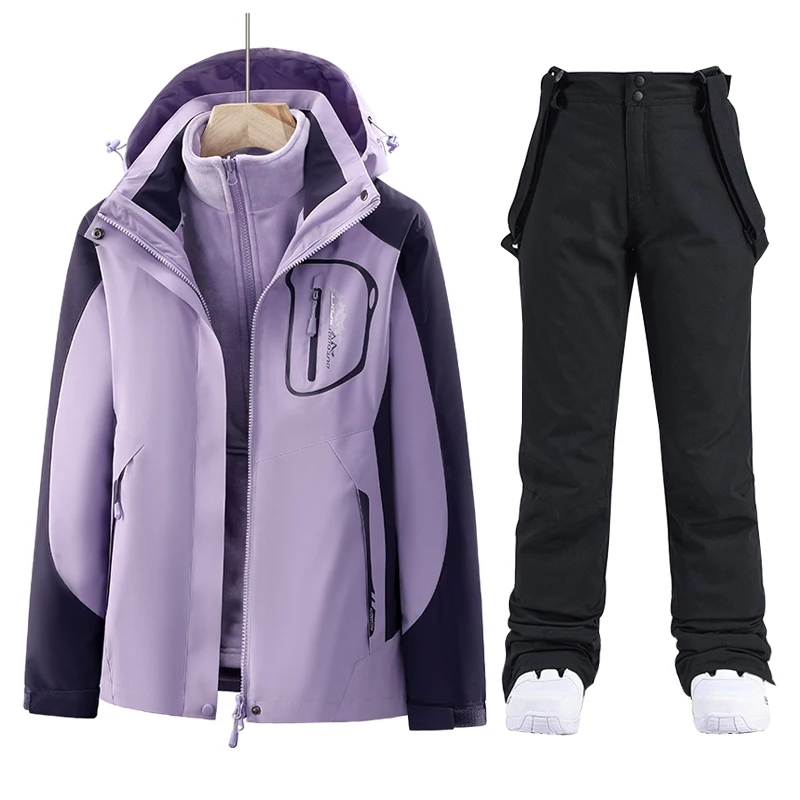 Chaqueta y pantalones de esquí para mujer, traje de esquí cálido a prueba de viento para invierno, abrigo de Snowboard para mujer, pantalones,