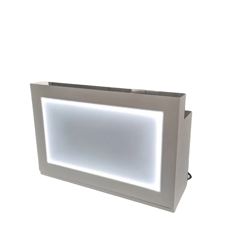 

Custom Logo Modern Hotel Salon Shop Cash Front Desk Counter Pink White Reception Desk