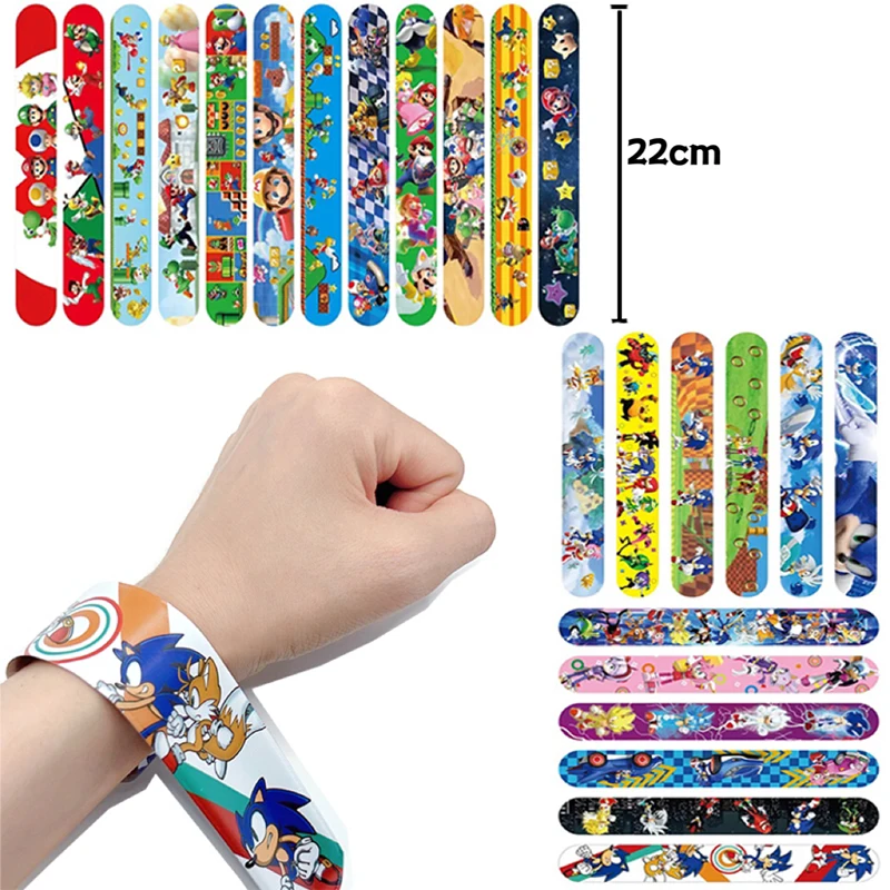 

Mario Bros Sonic The Hedgehog Wrist Strap Children Clap Ring Slap Bracelets Kids Snapping Rings Toy Birthday Gift Party Product