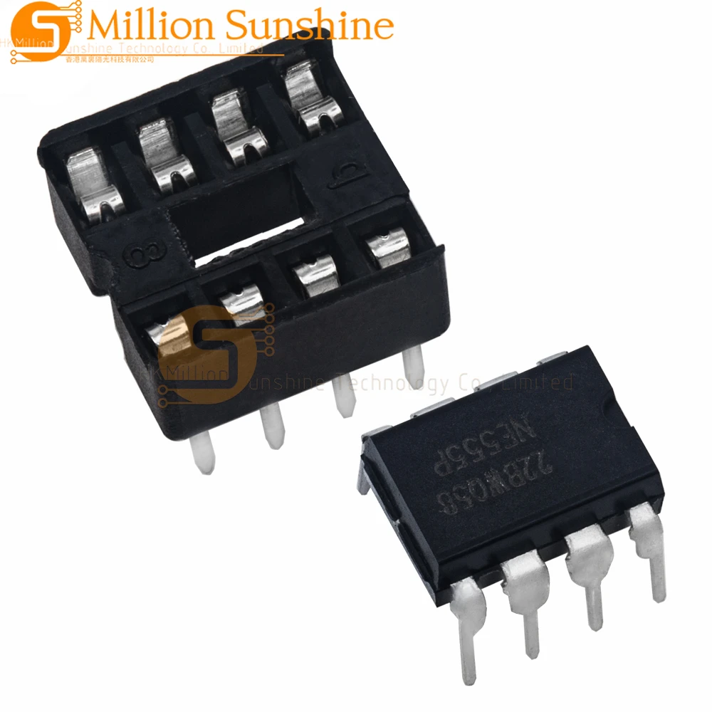 20Pcs , (10 Each) NE555 NE555P IC 555 Timer Programming Oscillator Chip & 8 Pin DIP Sockets