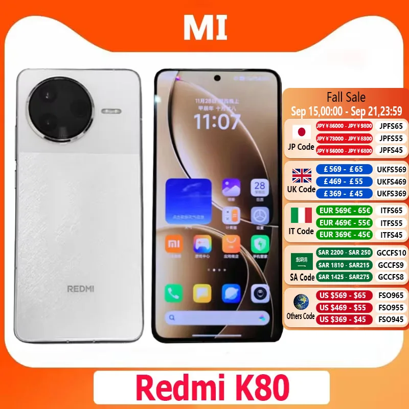 هاتف Xiaomi Redmi K80 5G CN الإصدار Snapdragon 8 Gen 3 6.67 "2K عرض بطارية 6550 مللي أمبير في الساعة كاميرا 50 ميجابكسل هاتف محمول 90 وات