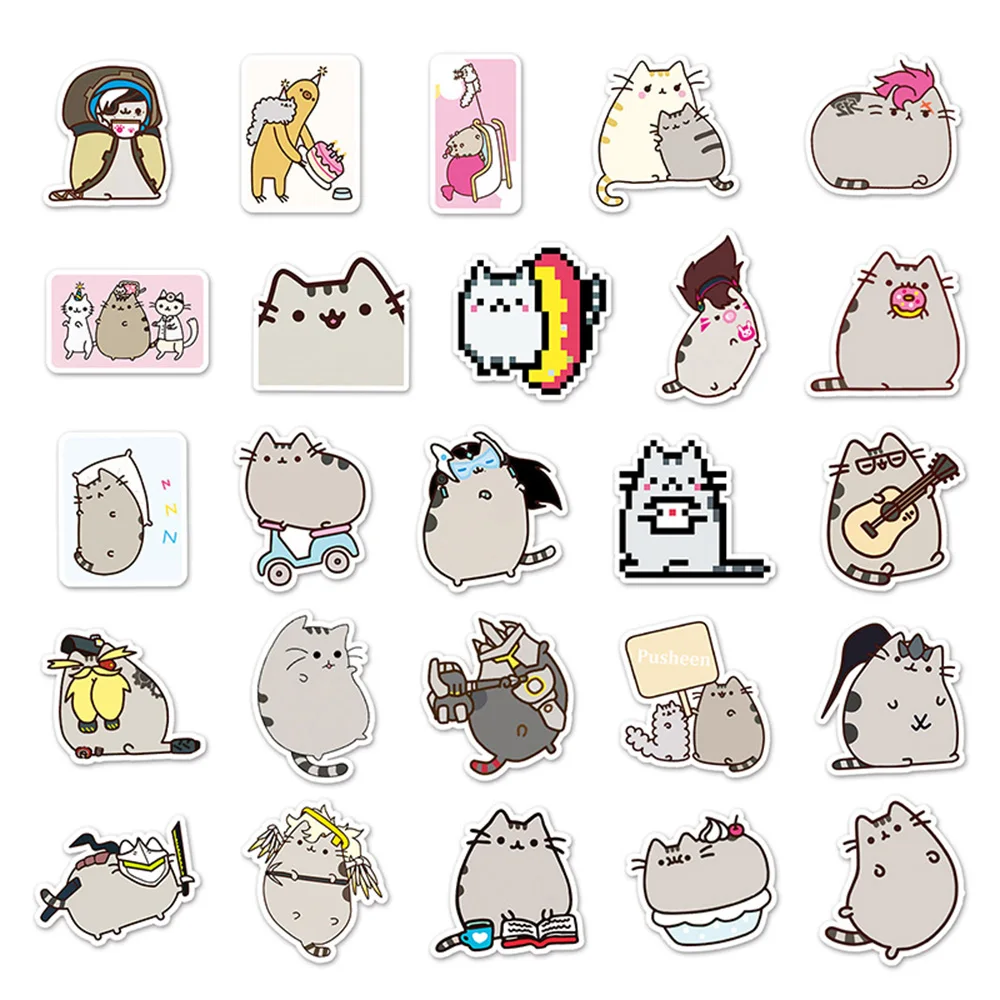10/30/50PCS Cute Kawaii Chunky Cat Stickers Pack Decal Stationery Scrapbook Notebook Phone Diary Graffiti Children\'s Sticker Toy