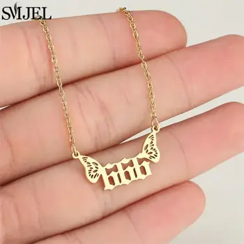 幸運444天使數位項鍊 000 111 222 333 555 666 999 不鏽鋼蝴蝶翅膀吊墜項鍊 送給閨蜜的禮物 8 最佳銷售 天使數字項鍊 - №5