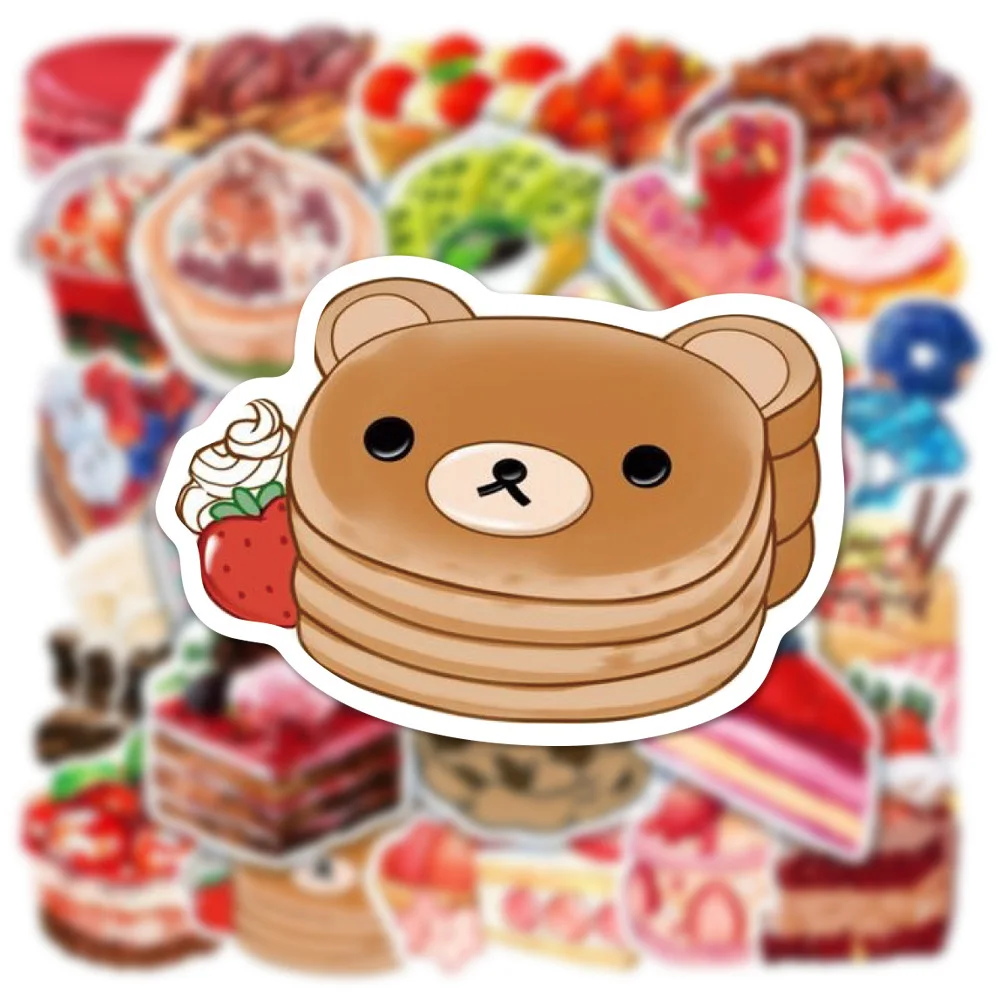 

50PCS Cute Food Graffiti Stickers PVC Waterproof Stationery Phone Fridge Skateboard Luggage Wall Cartoon Sticker For Kids