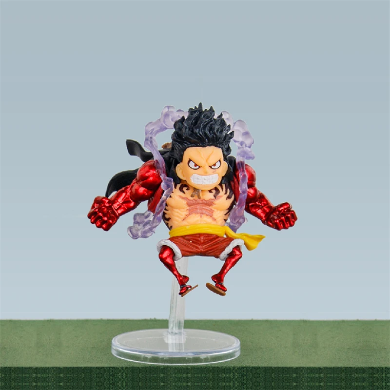 One Piece 5pcs/set Q Version Anime  Gear 4 Luffy Action Figure Elastic Man Cute Statue PVC Model Toys Collection Children Gifts view 3