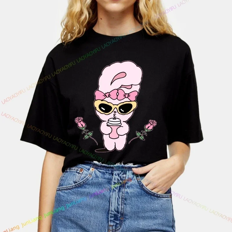 Esther Bunny Rabbit Streetwear 100% Cotton Funny Shirt Tshirt Short Sleeve T-shirt Y2k Clothes New in Tops & Tees Men's Shirts