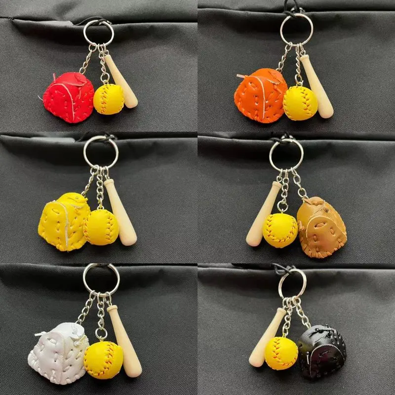 10pcs 20*38*46mm  Classic Handmake Baseball Keychain Pendant Mini Softball Gloves Sports Game Charm Keychain