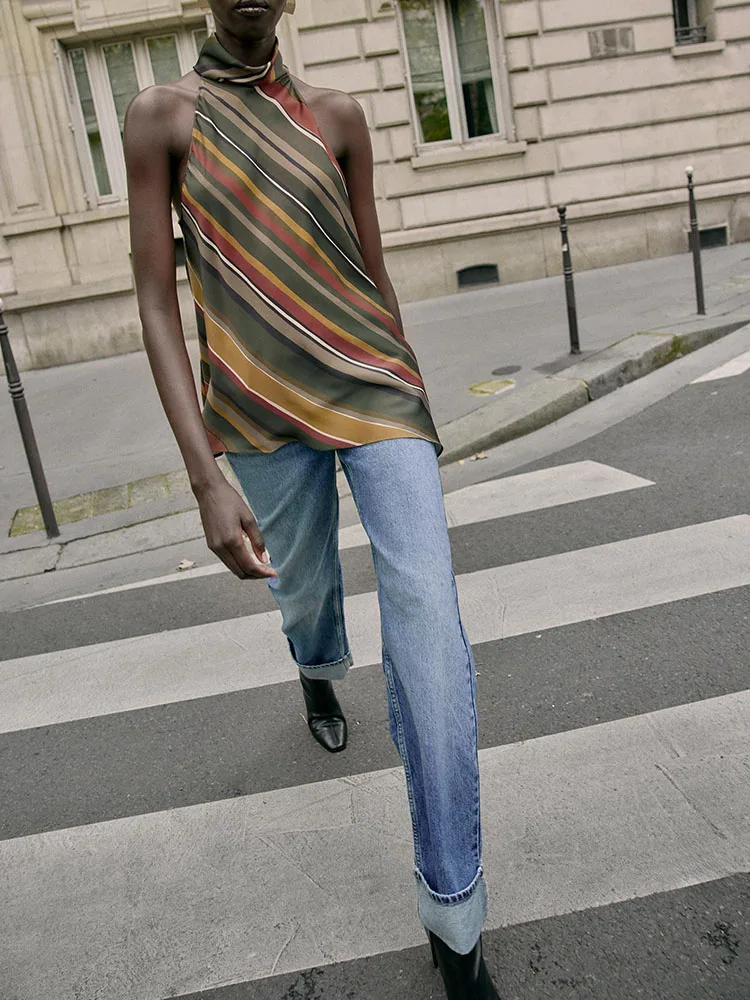 

Зима 2025: Новая женская модная асимметричная полосатая блузка с вырезом, коллекция Зима 2025, артикул 9626288 330