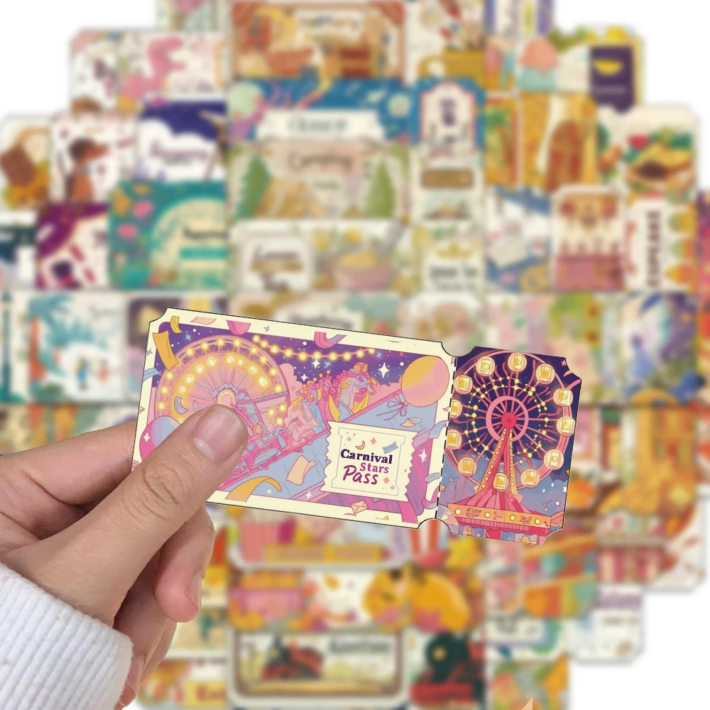 50PCS Creative Dream Ticket Stickers, Account Decorations, DIY Phone Cases, Notebook Bottles, Personalized Stickers