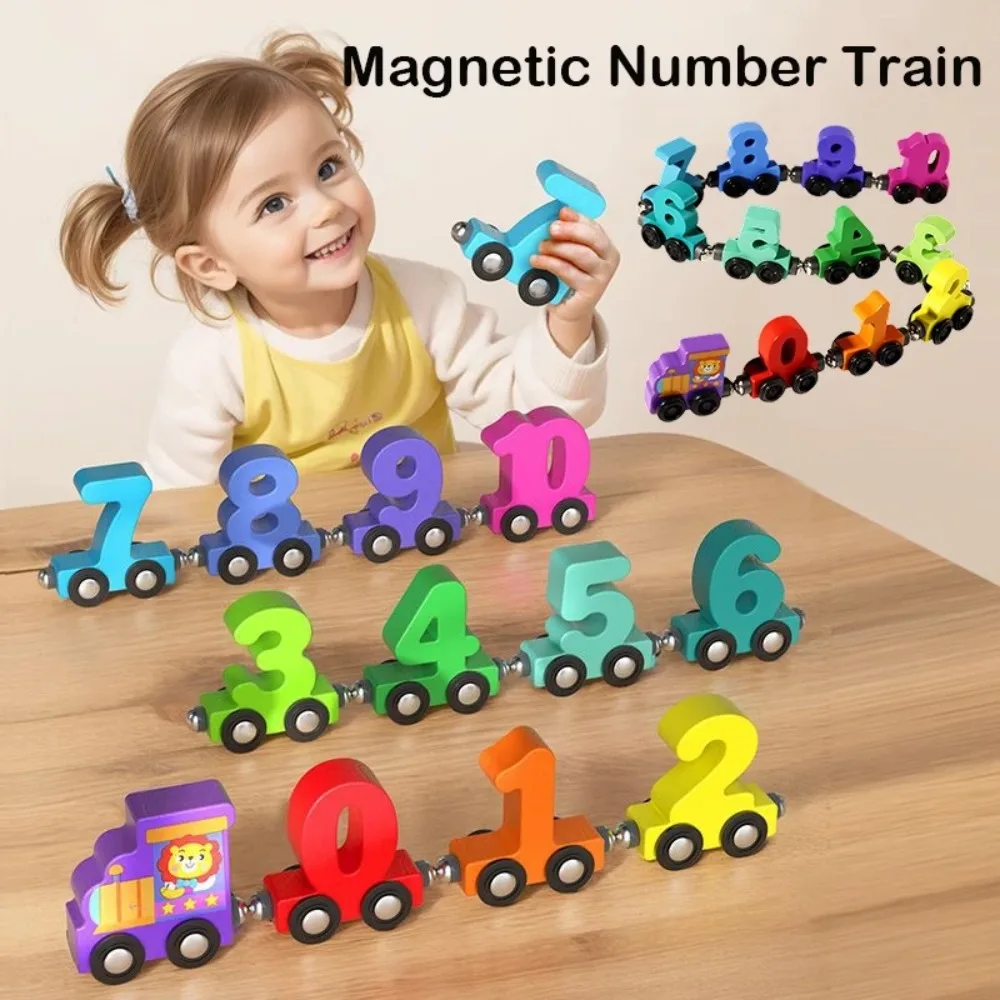 1set 0-10 Number Digital Train Toys Magnetic Digital Train Early Educational Toys Track Assembly Colorful Number Train Set