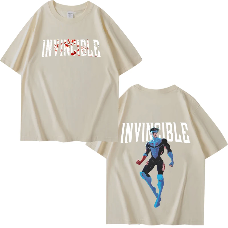 Invincible Blood Splat Logo Merch T Shirt men women manga  Oversized 100% Cotton short sleeve Summer print Unisex plus size tops