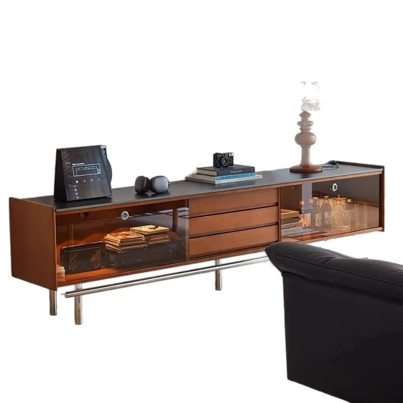 خزانة تلفزيون عتيقة من الخشب الصلب بسيطة وحديثة من Migu، خزانة تلفزيون صغيرة لخزانة تخزين الشقة #5