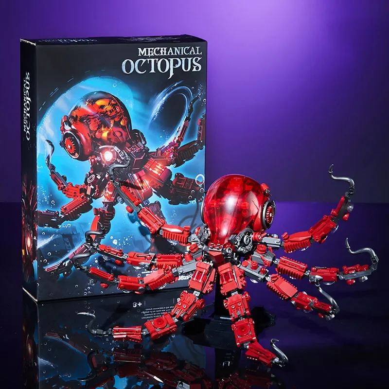 Kreatywny MOC 882 sztuk mechaniczny model ośmiornicy zestaw klocków budowlanych DIY montaż Mechs Octopus cegły zestawy zabawki dla dzieci prezenty